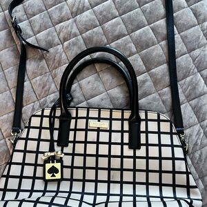 Kate Spade Black and White Satchel with Checkered Design